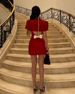 Elegant Formal O - neck Mini Dress - Diva Melody