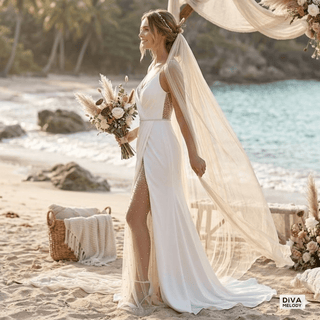 Elegant Front Slit Bridal Dress - Diva Melody