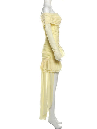 Elegant Full Sleeve Ruched Mini Dress - Diva Melody