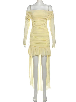 Elegant Full Sleeve Ruched Mini Dress - Diva Melody