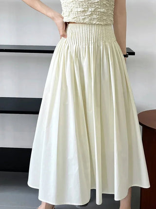 Elegant High Waist Style Pleated A - Line Skirt - Diva Melody
