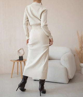 Elegant Knit Blazer Skirt Set - Diva Melody