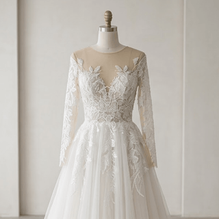 Elegant Lace A Line Wedding Dress - Diva Melody