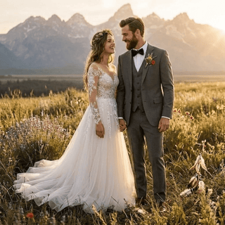 Elegant Lace A Line Wedding Dress - Diva Melody