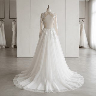 Elegant Lace A Line Wedding Dress - Diva Melody