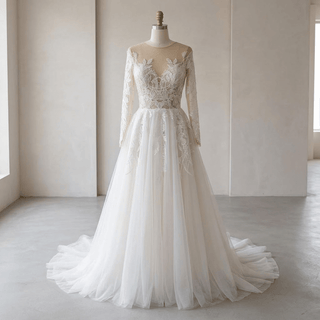 Elegant Lace A Line Wedding Dress - Diva Melody