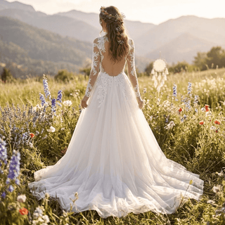 Elegant Lace A Line Wedding Dress - Diva Melody