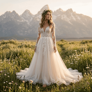 Elegant Lace A Line Wedding Dress - Diva Melody