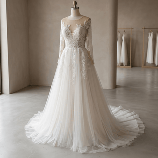 Elegant Lace A Line Wedding Dress - Diva Melody