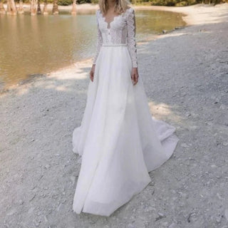 Elegant Long Sleeves Wedding Gown - Diva Melody