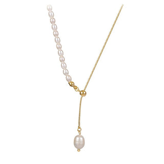 Elegant Natural Baroque Pearl Chain Necklace - Diva Melody