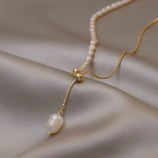 Elegant Natural Baroque Pearl Chain Necklace - Diva Melody