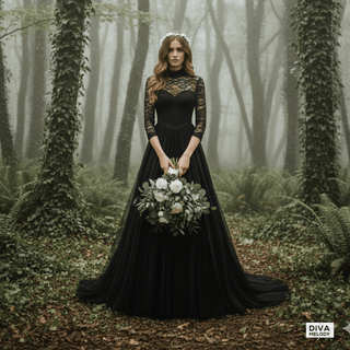 Elegant Neck Lace A - Line Wedding Dress - Diva Melody