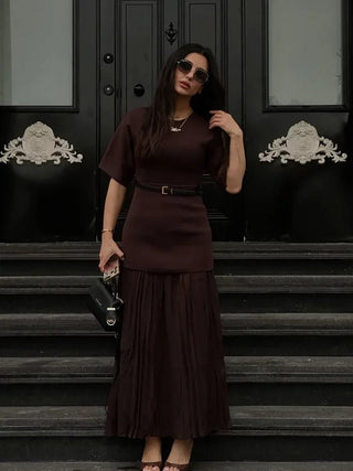 Elegant O Neck Short Sleeve Maxi Dress - Diva Melody