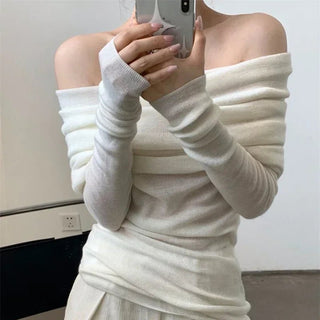 Elegant Off the shoulder knitted Sweater - Diva Melody