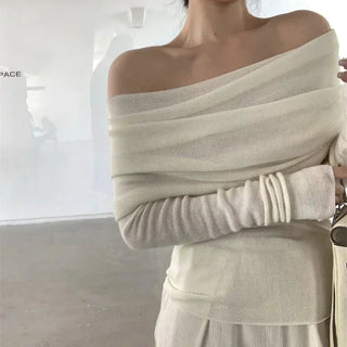 Elegant Off the shoulder knitted Sweater - Diva Melody