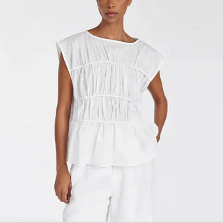 Elegant Pleated Tank Top & Wide Leg Pants Set - Diva Melody