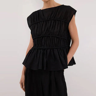 Elegant Pleated Tank Top & Wide Leg Pants Set - Diva Melody