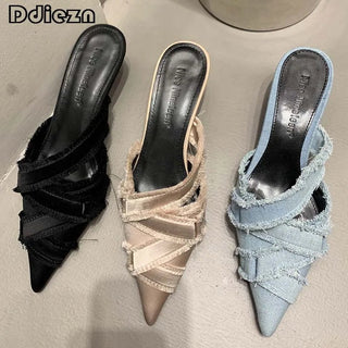 Elegant Pointed Toe Slides Footwear - Diva Melody