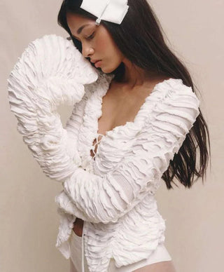 Elegant Ruched Lace - Up Top - Diva Melody