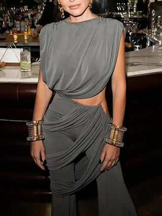 Elegant Ruched Tank Top & Skirt Set - Diva Melody