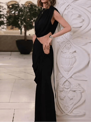 Elegant Ruched Tank Top & Skirt Set - Diva Melody