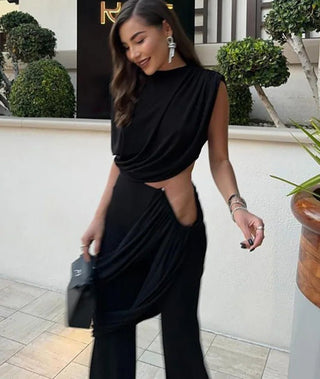 Elegant Ruched Tank Top & Skirt Set - Diva Melody