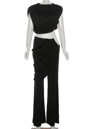 Elegant Ruched Tank Top & Skirt Set - Diva Melody