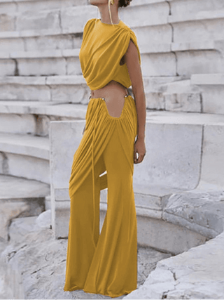 Elegant Ruched Tank Top & Skirt Set - Diva Melody