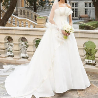 Elegant Ruffles Satin A - line Wedding Dress - Diva Melody