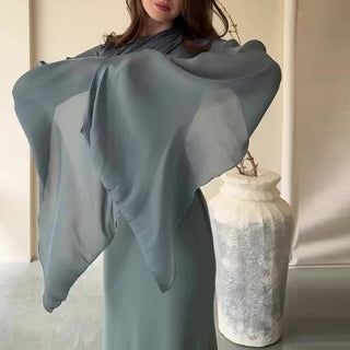 Elegant Satin Batwing Sleeve Ankle - Length Dress - Diva Melody