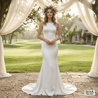 Elegant Satin Mermaid Wedding Dress - Diva Melody