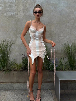 Elegant Satin Spaghetti Strap Slash Neck Midi Dress - Diva Melody
