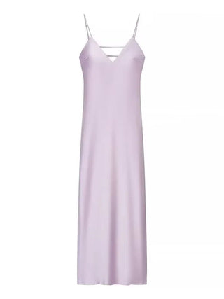 Elegant Satin V-Neck Backless Maxi Dress - Diva Melody