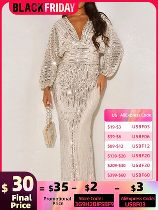 Elegant Sequined Evening Gown - Diva Melody