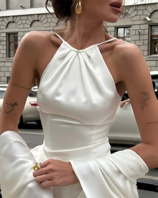 Elegant Shawl Sleeve Ruffle Mini Dress - Diva Melody