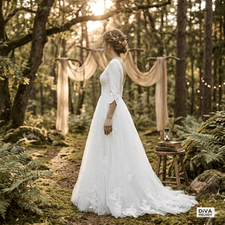 Elegant Soft Satin & Tulle A - Line Bridal Gown - Diva Melody