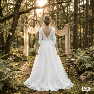 Elegant Soft Satin & Tulle A - Line Bridal Gown - Diva Melody
