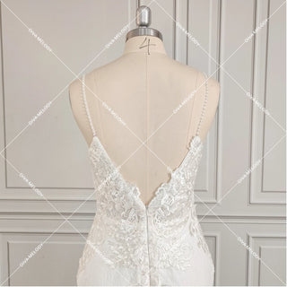 Elegant Spaghetti Straps Lace Wedding Dress - Diva Melody