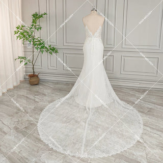 Elegant Spaghetti Straps Lace Wedding Dress - Diva Melody