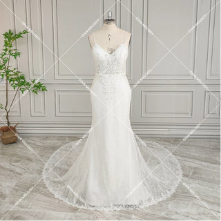 Elegant Spaghetti Straps Lace Wedding Dress - Diva Melody