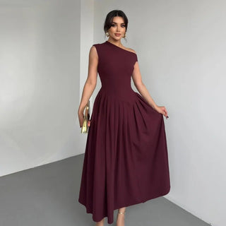 Elegant Square Neck A - Line Long Dress - Diva Melody
