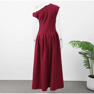 Elegant Square Neck A - Line Long Dress - Diva Melody