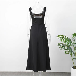 Elegant Square Neck A - Line Long Dress - Diva Melody