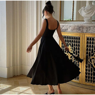 Elegant Square Neck A - Line Long Dress - Diva Melody