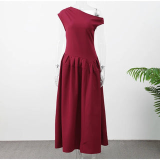 Elegant Square Neck A - Line Long Dress - Diva Melody