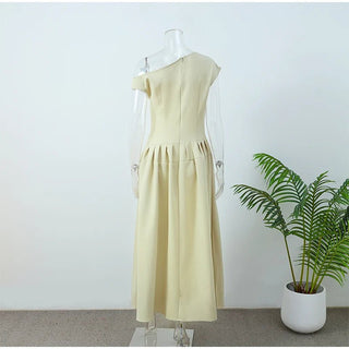 Elegant Square Neck A - Line Long Dress - Diva Melody