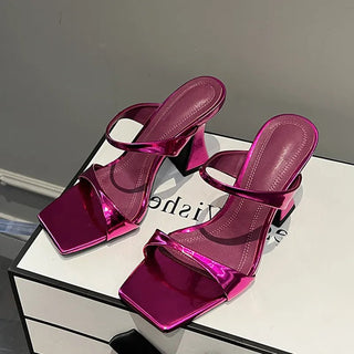 Elegant Square Toe Slippers High Heels Female Dress Sandal - Diva Melody