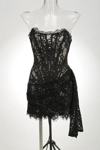 Elegant Strapless Lace Dress - Diva Melody