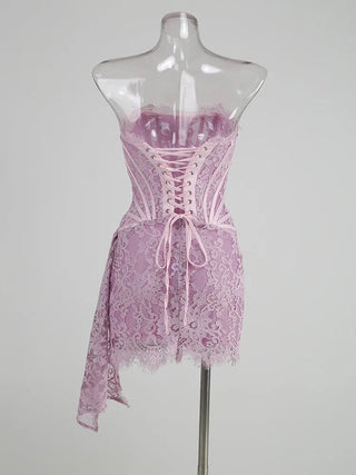 Elegant Strapless Lace Dress - Diva Melody